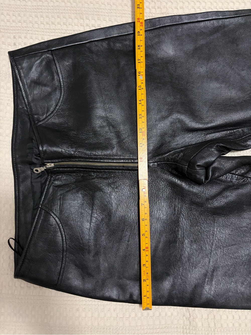 Vintage First Women's Black Genuine Leather Straight Pants Front Zip Lined 12 - Picture 12 of 12